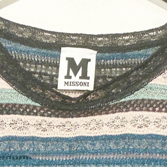 M Missoni Flounce Sleeve Blouse Top Teal Blue Green Pink Size Italy 40 - Picture 5 of 8